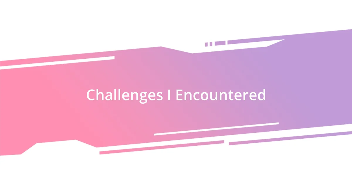 Challenges I Encountered